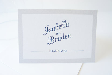 Navy and Silver Thank You Cards -  DEPOSIT