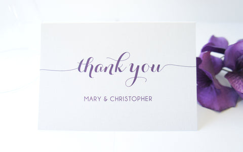 Purple Wedding Thank You Cards -  DEPOSIT