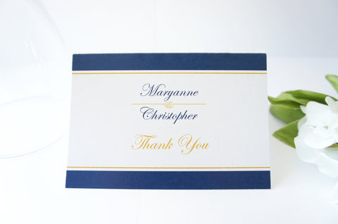 Navy and Gold Thank You Cards -  DEPOSIT