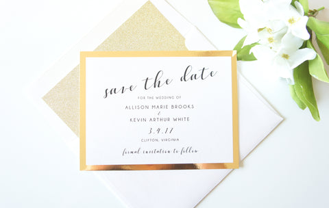 Gold Mirrored Save the Date