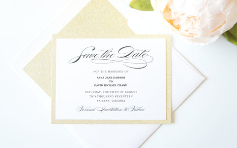 Gold Glitter Calligraphy Save the Date