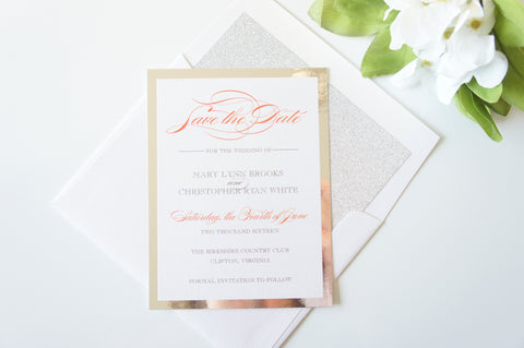 Coral and Silver Save the Date