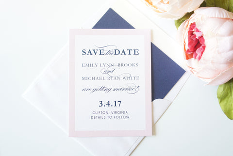 Pink and Navy Save the Date