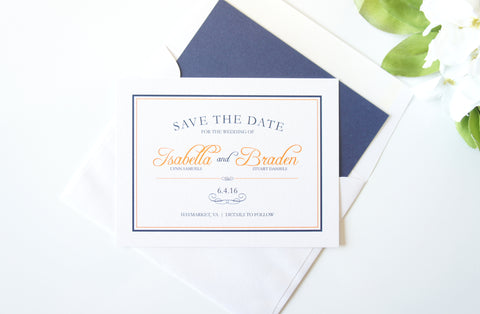 Orange and Navy Save the Date - DEPOSIT