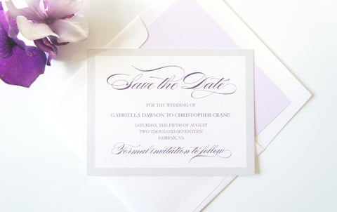 Purple Calligraphy Save the Date