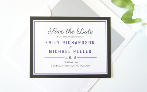 Purple and Black Save the Date
