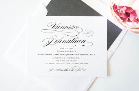 Black Calligraphy Wedding Invitation - DEPOSIT