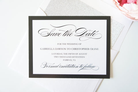 Black and White Script Save the Date