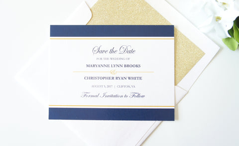 Navy and Gold Save the Date - DEPOSIT