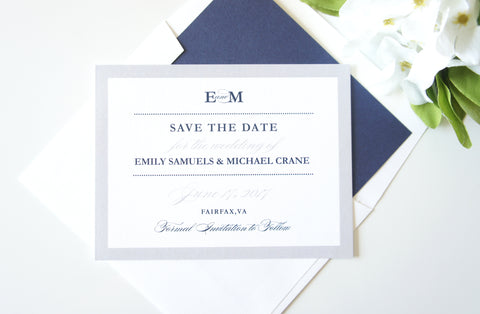 Blue and Gray Save the Date