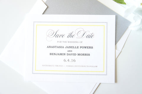 Yellow and Silver Save the Date