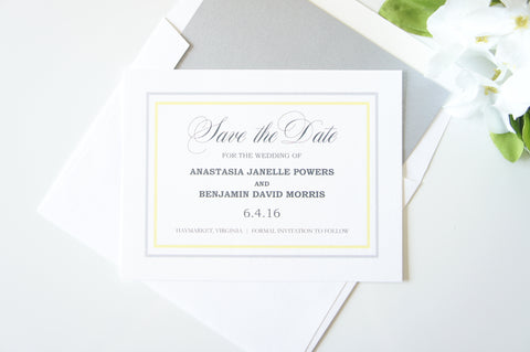 Yellow Save the Date Cards - DEPOSIT