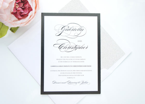 Black Script Wedding Invitation - DEPOSIT – KraftWeddingPapers