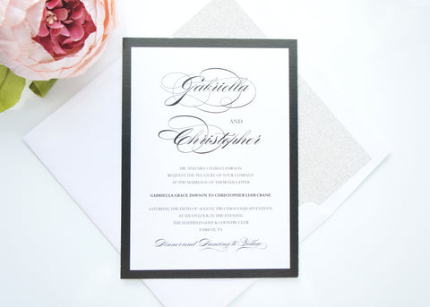 Black Script Wedding Invitation - DEPOSIT
