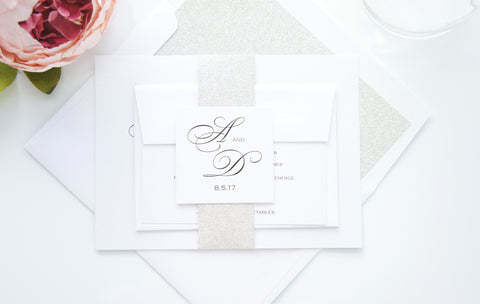 Silver Glitter Wedding Invitation - DEPOSIT