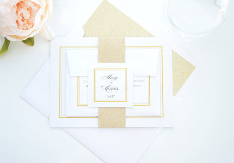 Traditional Gold Wedding Invitation - DEPOSIT