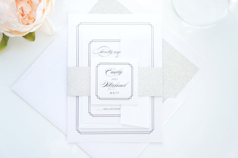 Silver Glitter Wedding Invitation - SAMPLE SET