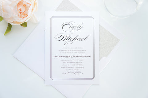 Silver Glitter Wedding Invitation - DEPOSIT