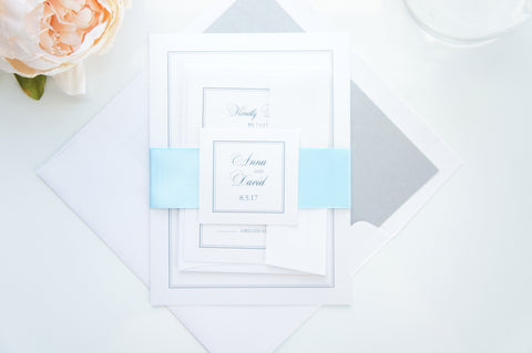 Traditional Baby Blue Wedding Invitation - SAMPLE SET