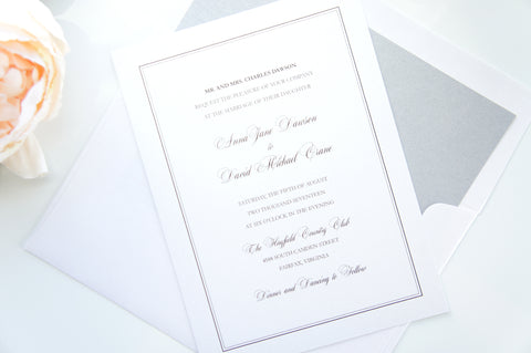 Blue and Silver Wedding Invitation - DEPOSIT