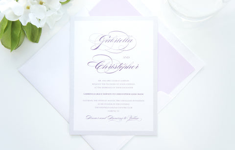 Elegant Purple Script Wedding Invitation - DEPOSIT