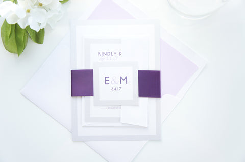 Modern Purple Wedding Invitation - SAMPLE SET