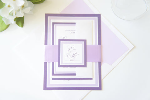 Purple Wedding Invitation - SAMPLE SET