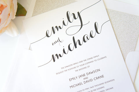 Modern Black Script Wedding Invitation - SAMPLE SET