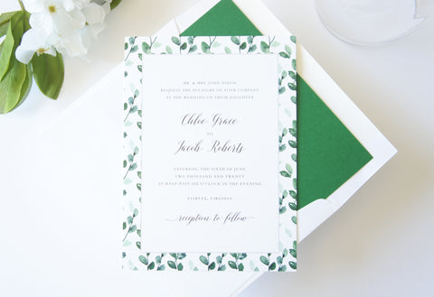 Garden Wedding Invitation, Greenery Wedding Invitation - DEPOSIT