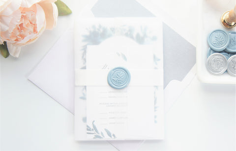 Blue Floral Watercolor Wedding Invitation - DEPOSIT