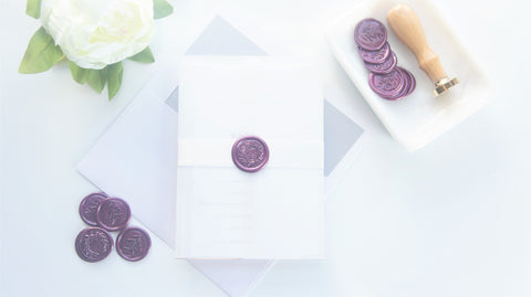 Elegant Purple Vellum and Wax Seal Wedding Invitation - DEPOSIT