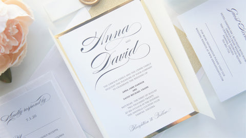 Burgundy and Gold Vellum and Wax Seal Wedding Invitation - SAMPLE SET