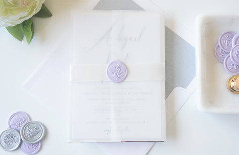 Lavender Vellum and Wax Seal Wedding Invitation - DEPOSIT