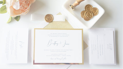 Classic Gold Vellum and Wax Seal Wedding Invitation - SAMPLE SET