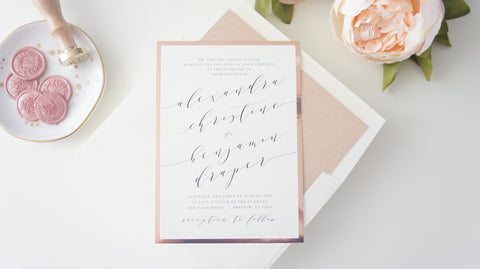 Calligraphy Rose Gold Wedding Invitation - DEPOSIT
